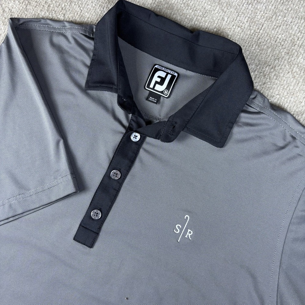 FootJoy FJ Athletic Fit Golf Polo Shirt Gray Black Stretch Men's Medium SR